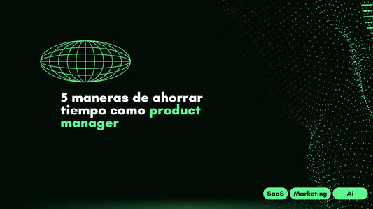 Ilustración de un product manager utilizando herramientas digitales y automatización para optimizar procesos y liberar tiempo, con gráficos de eficiencia y crecimiento.