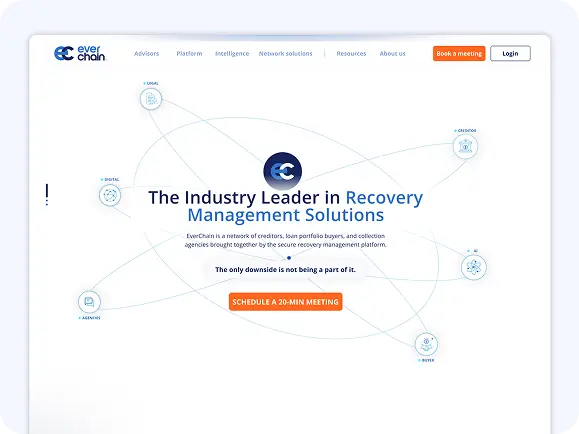 Web corporativa de EverChain para soluciones de recuperación financiera